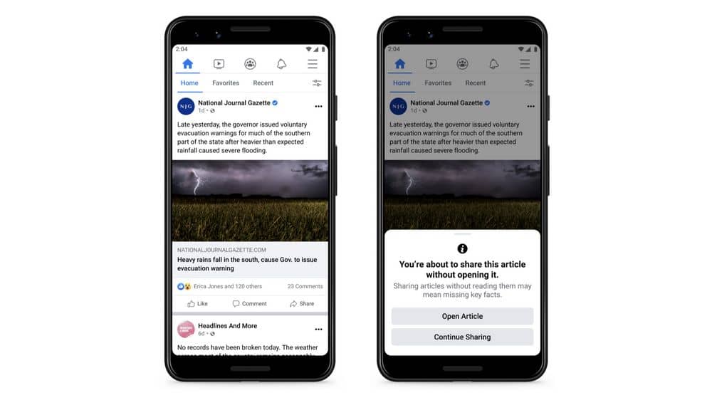 Screenshot of facebooks pop-up